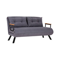 Divano letto 2 posti Calvin, Sofà trasformabile, Divanetto per ospiti, Poltrona letto contenitore, 133x78 h78 cm, Grigio scuro