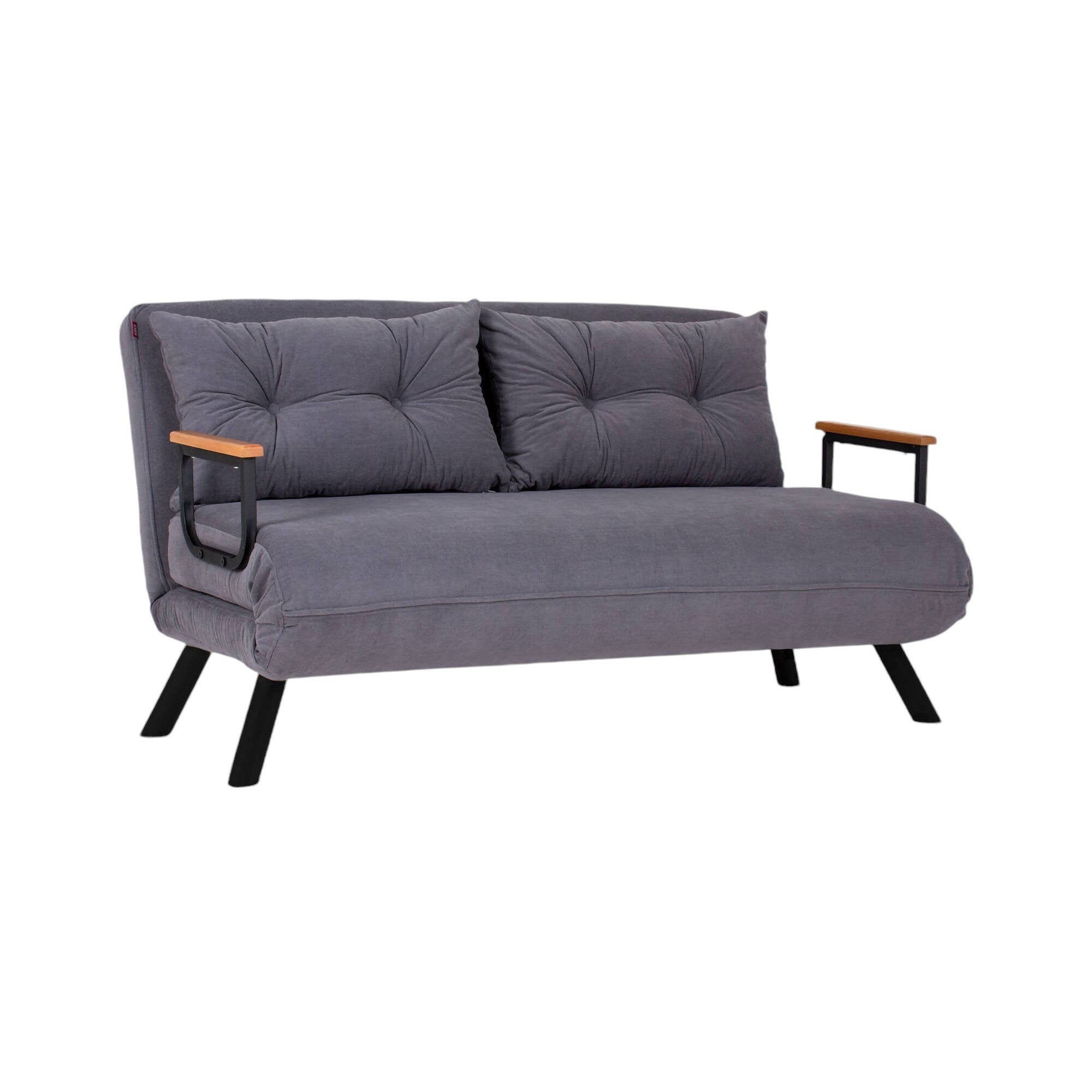 Divano letto 2 posti Calvin, Sofà trasformabile, Divanetto per ospiti, Poltrona letto contenitore, 133x78 h78 cm, Grigio scuro