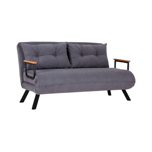 Divano letto 2 posti Calvin, Sofà trasformabile, Divanetto per ospiti, Poltrona letto contenitore, 133x78 h78 cm, Grigio scuro