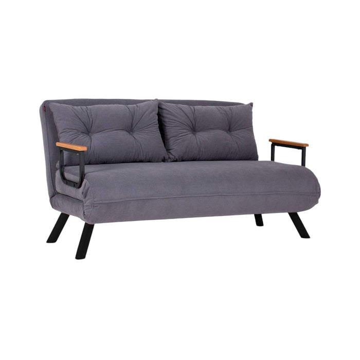 Divano letto 2 posti Calvin, Sofà trasformabile, Divanetto per ospiti, Poltrona letto contenitore, 133x78 h78 cm, Grigio scuro