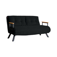 Divano letto 2 posti Calvin, Sofà trasformabile, Divanetto per ospiti, Poltrona letto contenitore, 133x78 h78 cm, Nero