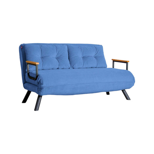 Divano letto 2 posti Calvin, Sofà trasformabile, Divanetto per ospiti, Poltrona letto contenitore, 133x78 h78 cm, Blu