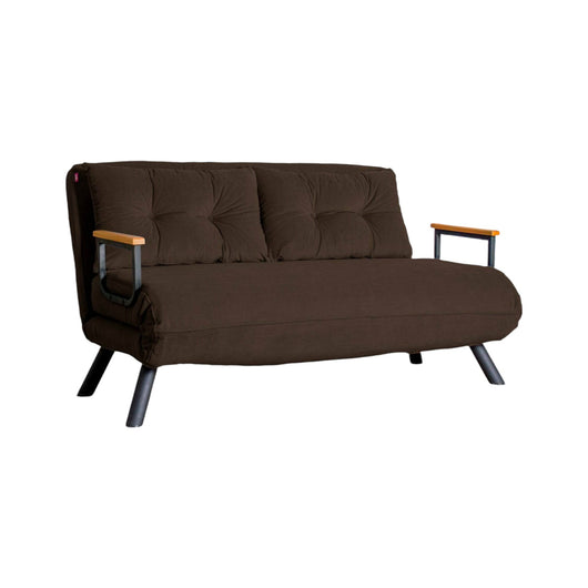 Divano letto 2 posti Calvin, Sofà trasformabile, Divanetto per ospiti, Poltrona letto contenitore, 133x78 h78 cm, Marrone