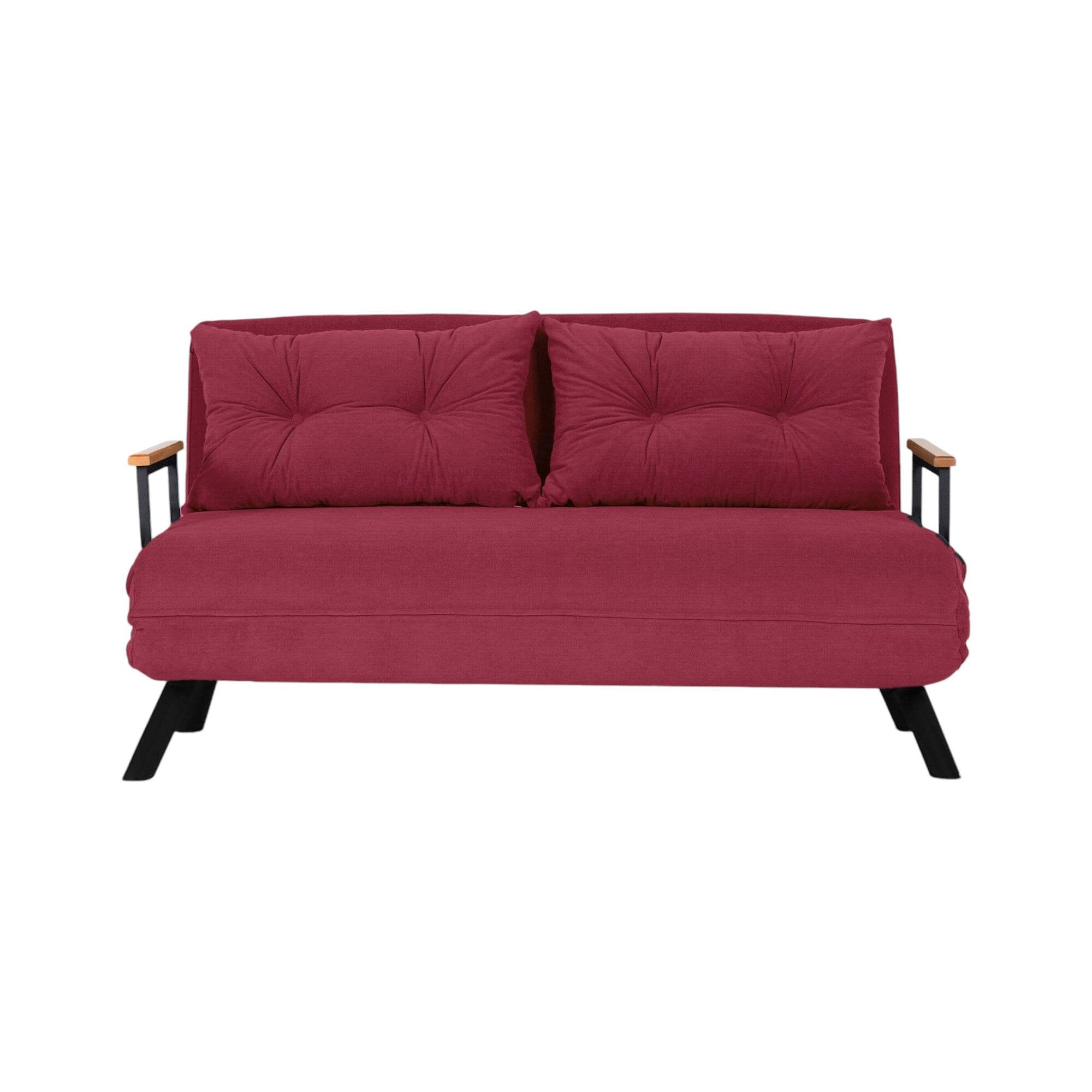Divano letto 2 posti Calvin, Sofà trasformabile, Divanetto per ospiti, Poltrona letto contenitore, 133x78 h78 cm, Rosso