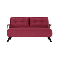 Divano letto 2 posti Calvin, Sofà trasformabile, Divanetto per ospiti, Poltrona letto contenitore, 133x78 h78 cm, Rosso