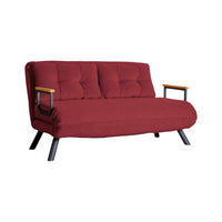 Divano letto 2 posti Calvin, Sofà trasformabile, Divanetto per ospiti, Poltrona letto contenitore, 133x78 h78 cm, Rosso