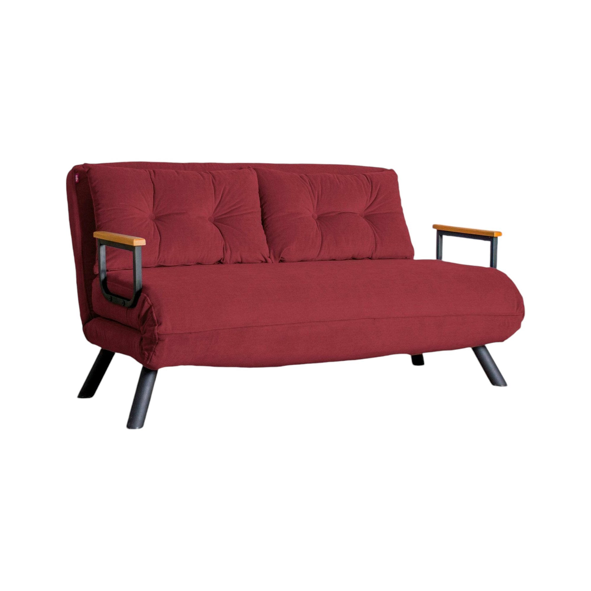 Divano letto 2 posti Calvin, Sofà trasformabile, Divanetto per ospiti, Poltrona letto contenitore, 133x78 h78 cm, Rosso