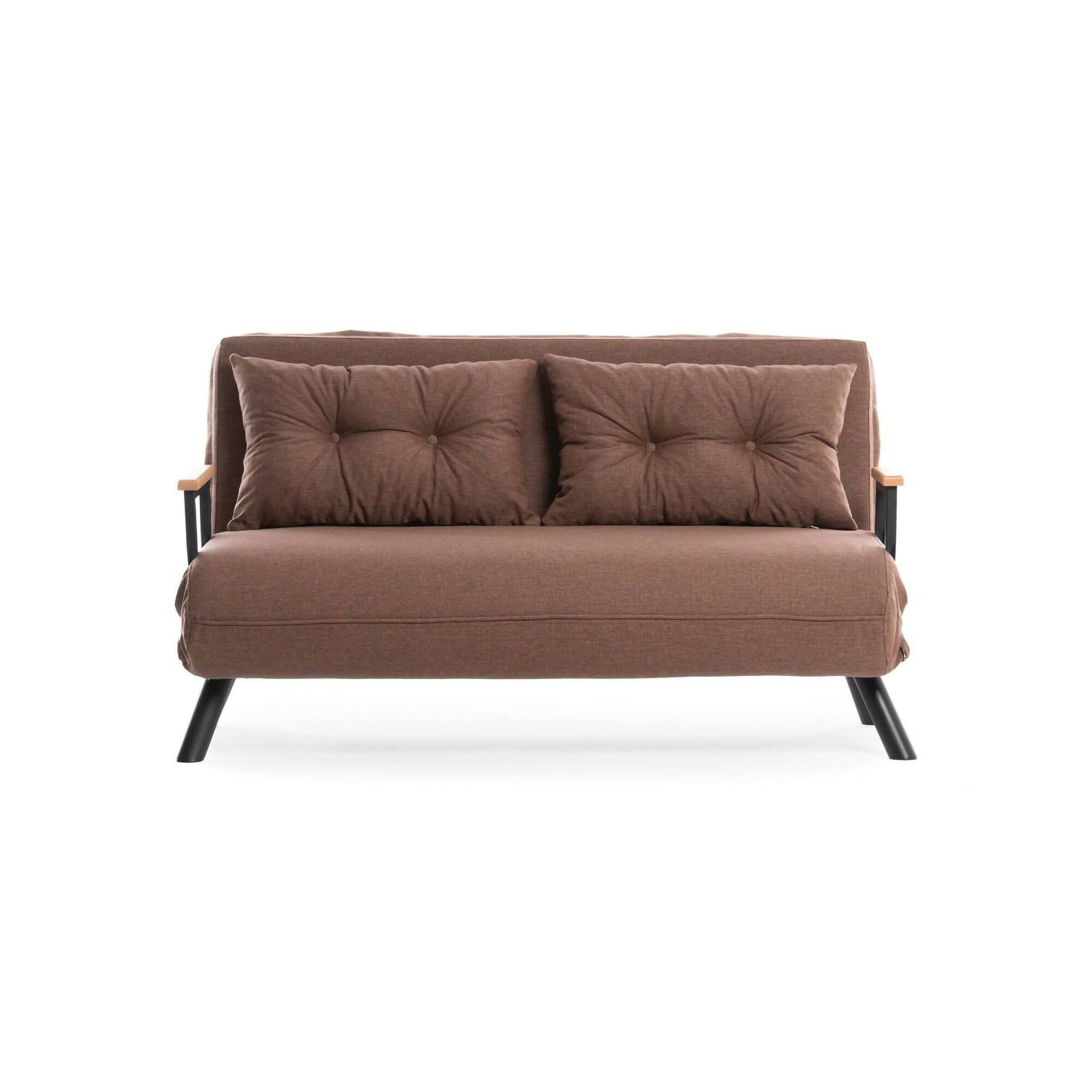 Divano letto 2 posti Calvin, Sofà trasformabile, Divanetto per ospiti, Poltrona letto contenitore, 133x78 h78 cm, Sabbia