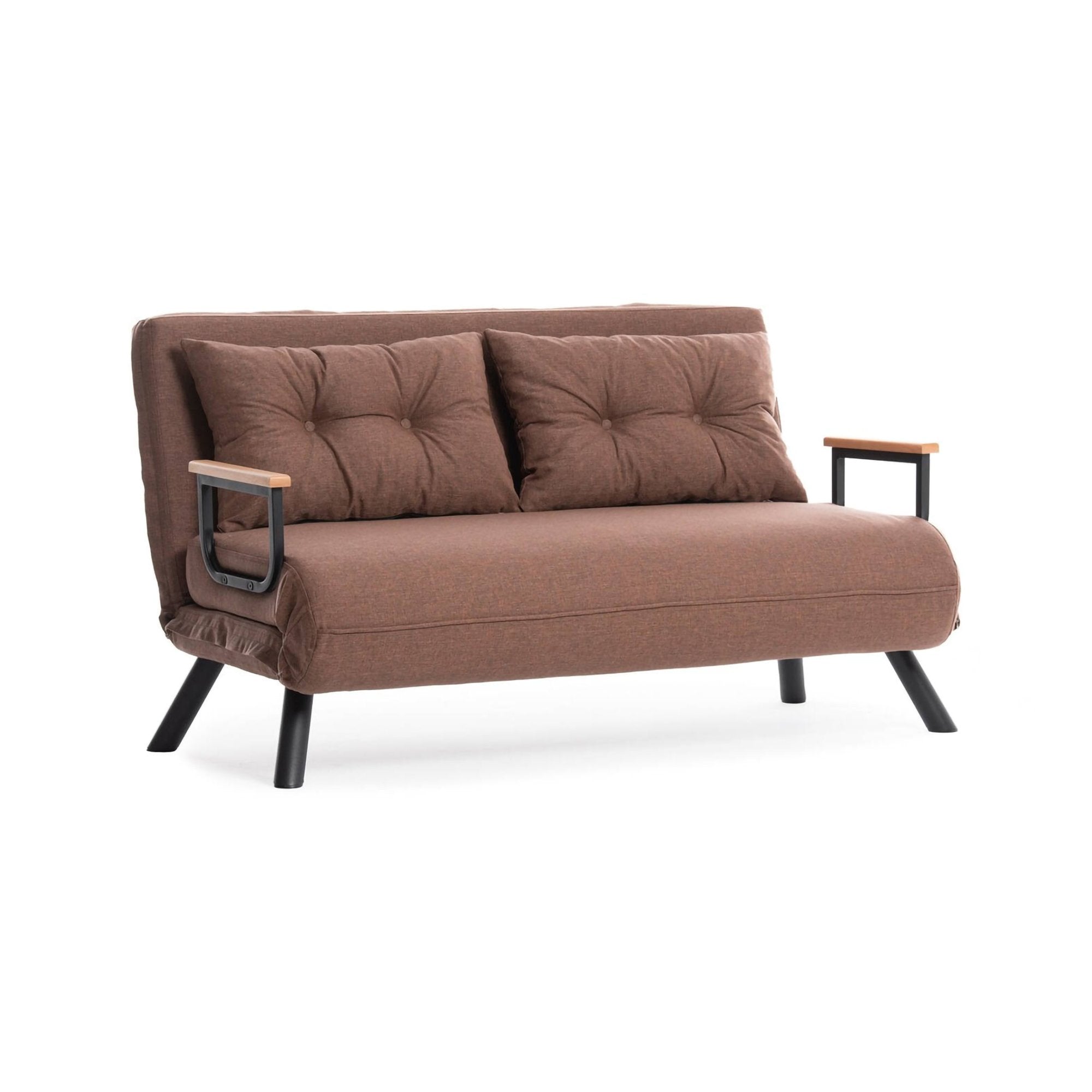 Divano letto 2 posti Calvin, Sofà trasformabile, Divanetto per ospiti, Poltrona letto contenitore, 133x78 h78 cm, Sabbia