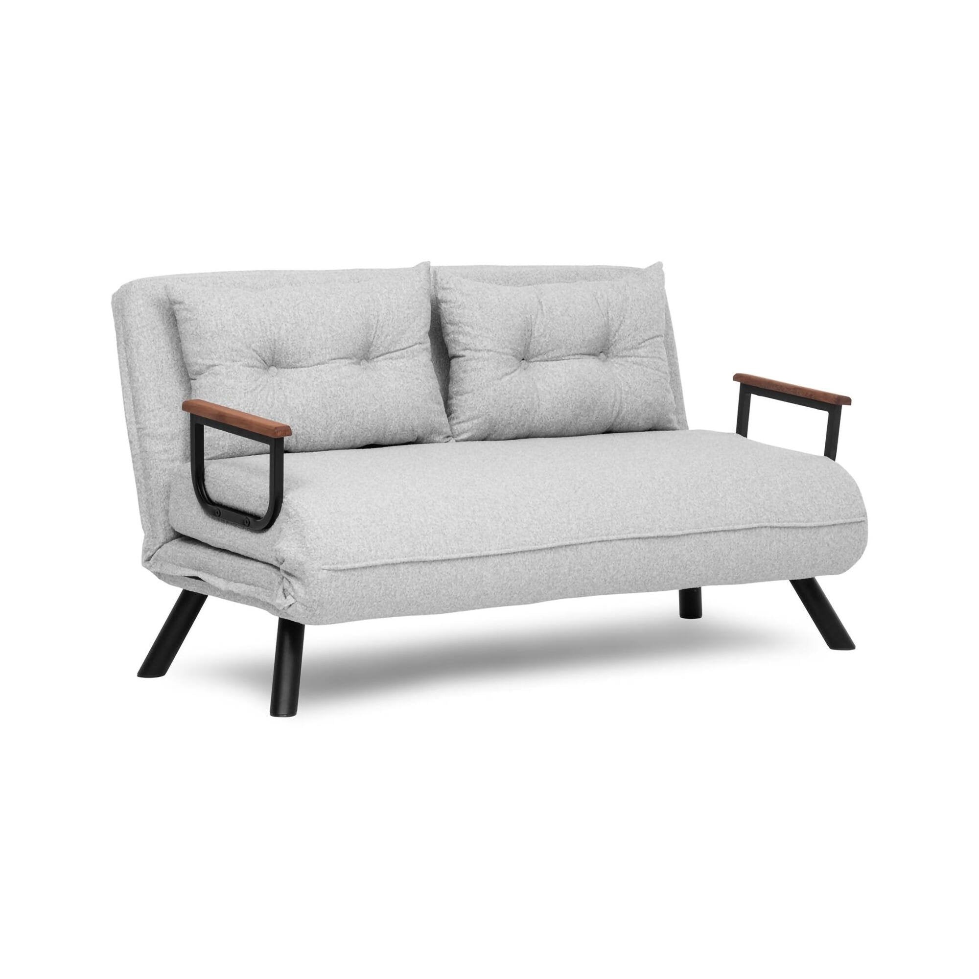 Divano letto 2 posti Calvin, Sofà trasformabile, Divanetto per ospiti, Poltrona letto contenitore, 133x78 h78 cm, Grigio chiaro