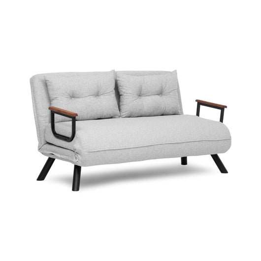 Divano letto 2 posti Calvin, Sofà trasformabile, Divanetto per ospiti, Poltrona letto contenitore, 133x78 h78 cm, Grigio chiaro