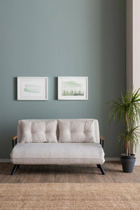 Divano letto 2 posti Calvin, Sofà trasformabile, Divanetto per ospiti, Poltrona letto contenitore, 133x78 h78 cm, Bianco