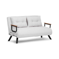 Divano letto 2 posti Calvin, Sofà trasformabile, Divanetto per ospiti, Poltrona letto contenitore, 133x78 h78 cm, Bianco