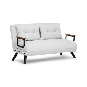 Divano letto 2 posti Calvin, Sofà trasformabile, Divanetto per ospiti, Poltrona letto contenitore, 133x78 h78 cm, Bianco