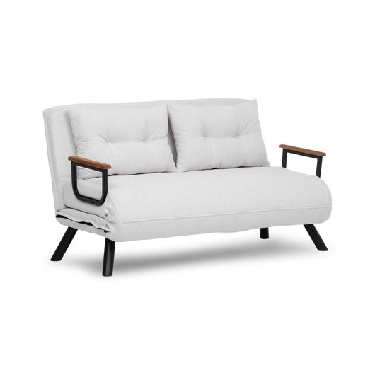 Divano letto 2 posti Calvin, Sofà trasformabile, Divanetto per ospiti, Poltrona letto contenitore, 133x78 h78 cm, Bianco