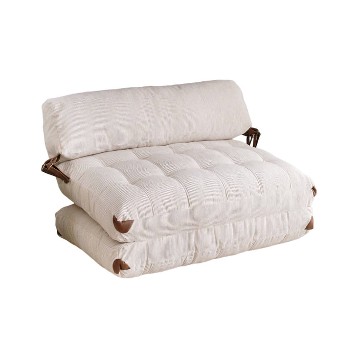Divano letto 2 posti Surigae, Sofà trasformabile, Divanetto per ospiti, Poltrona letto contenitore, 120x75 h79 cm, Bianco