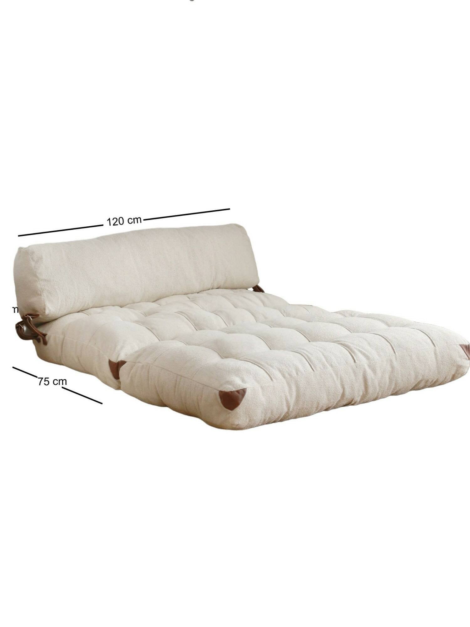 Divano letto 2 posti Surigae, Sofà trasformabile, Divanetto per ospiti, Poltrona letto contenitore, 120x75 h79 cm, Crema