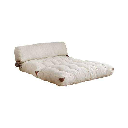 Divano letto 2 posti Surigae, Sofà trasformabile, Divanetto per ospiti, Poltrona letto contenitore, 120x75 h79 cm, Crema