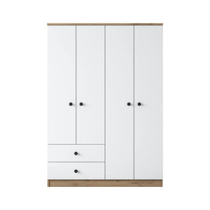 Guardaroba grande Acanto, Mobile camera da letto, Cabina armadio portabiti, Armadio appendiabiti, 120x43 h170 cm, Noce e Bianco