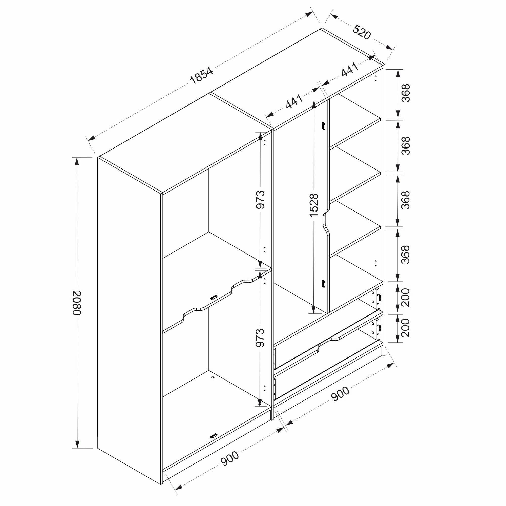 Guardaroba grande Odalys, Mobile camera da letto, Cabina armadio portabiti, Armadio appendiabiti, 185x52 h208 cm, Nero e Oro