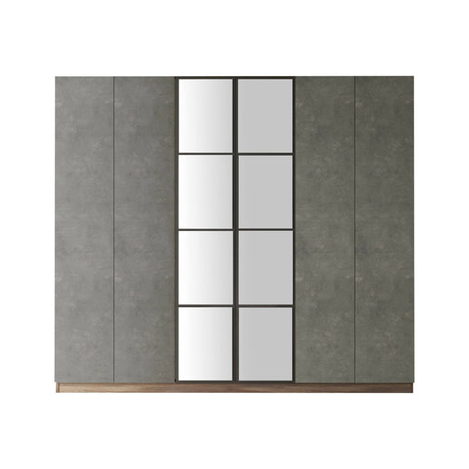 Guardaroba grande Gaja, Mobile camera da letto, Cabina armadio portabiti, Armadio appendiabiti, 208x50 h184 cm, Marrone e Grigio