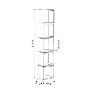 Biblioteca Tomas, Libreria 4 Ripiani, 32x22x167h cm Marrone Quercia