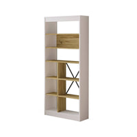 Libreria Emong, Scaffale da ufficio, Mobile portalibri, Biblioteca, 76x25 h170 cm, Quercia e Bianco