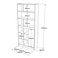 Libreria Gaston, Scaffale da ufficio, Mobile portalibri, Biblioteca, 76x25 h170 cm, Quercia e Bianco