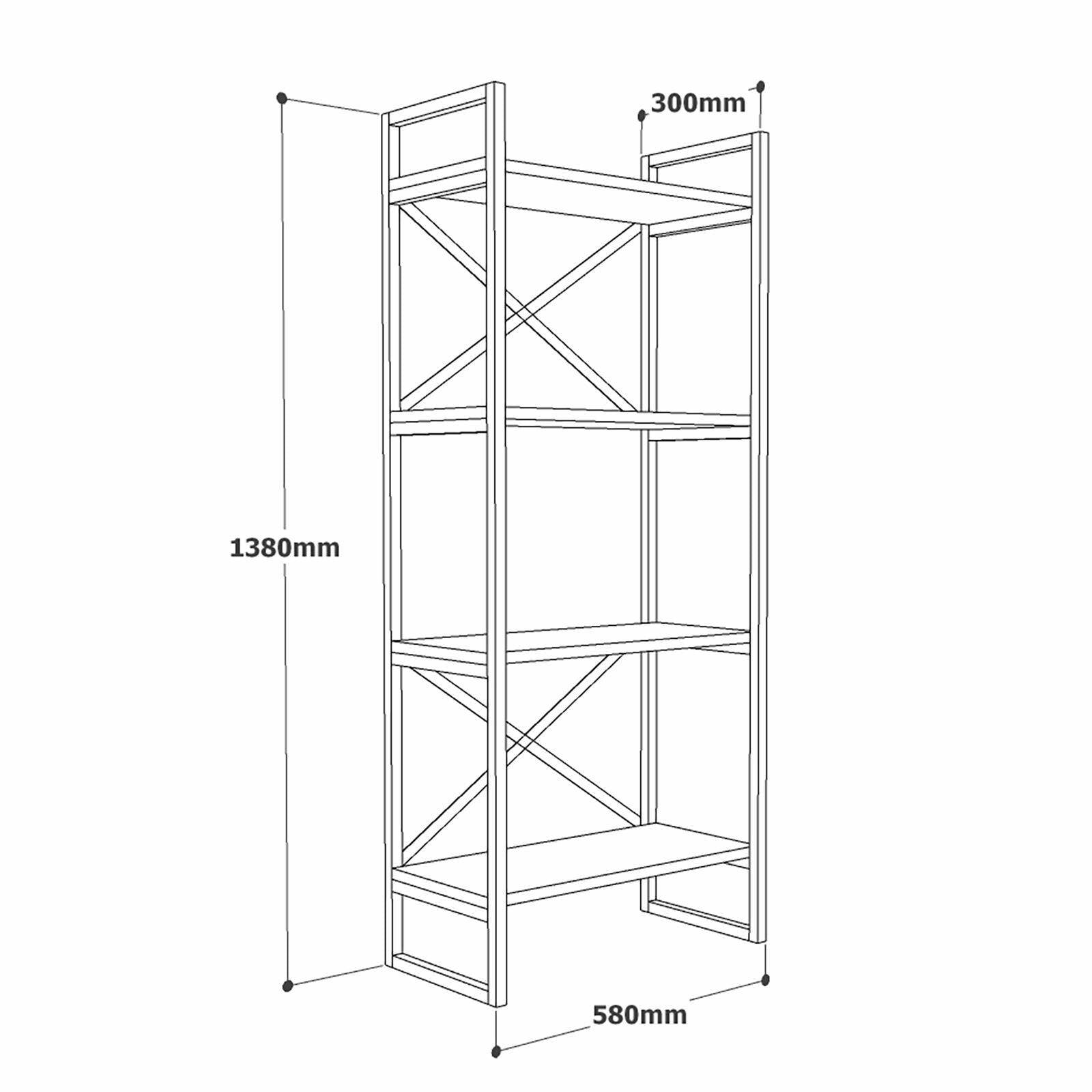 Libreria Allium, Scaffale da ufficio, Mobile portalibri, Biblioteca, 58x30 h138 cm, Quercia