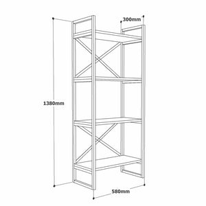 Libreria Allium, Scaffale da ufficio, Mobile portalibri, Biblioteca, 58x30 h138 cm, Quercia