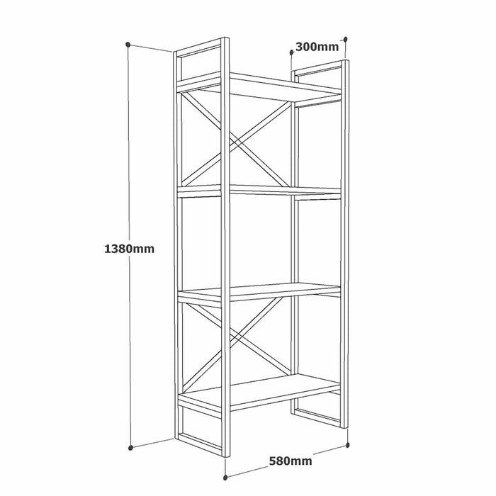 Libreria Allium, Scaffale da ufficio, Mobile portalibri, Biblioteca, 58x30 h138 cm, Quercia