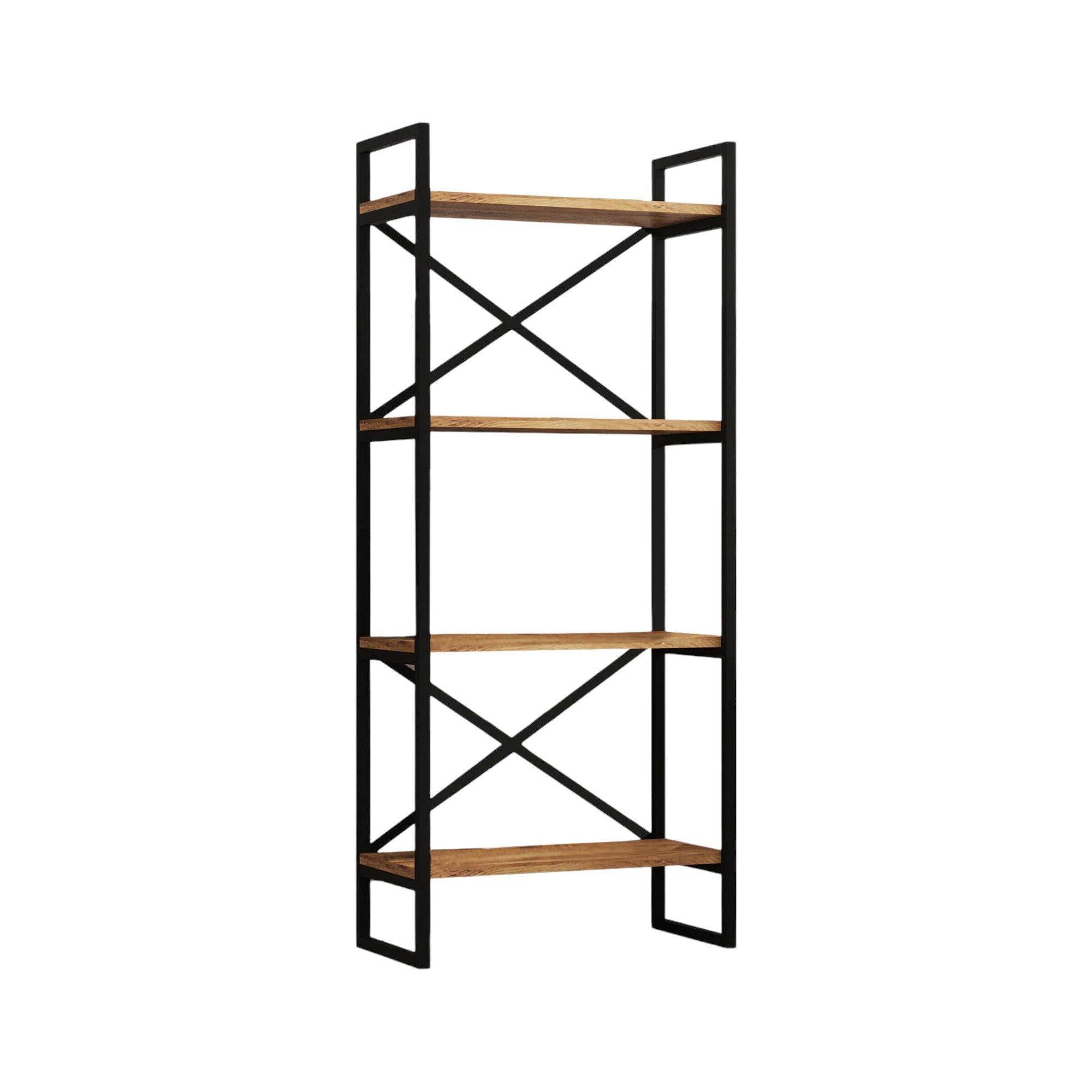 Libreria Allium, Scaffale da ufficio, Mobile portalibri, Biblioteca, 58x30 h138 cm, Quercia