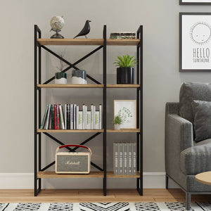 Libreria Desire, Scaffale da ufficio, Mobile portalibri, Biblioteca, 88x30 h138 cm, Quercia