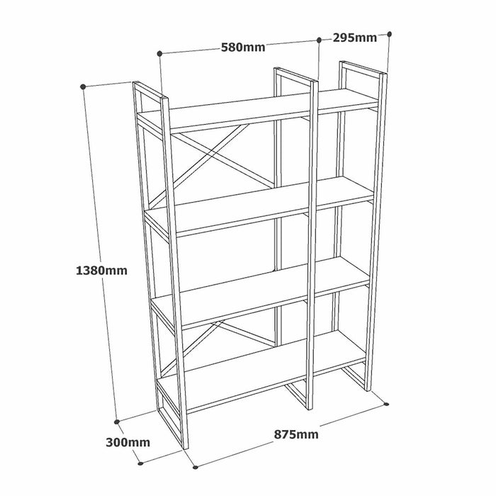 Libreria Desire, Scaffale da ufficio, Mobile portalibri, Biblioteca, 88x30 h138 cm, Quercia