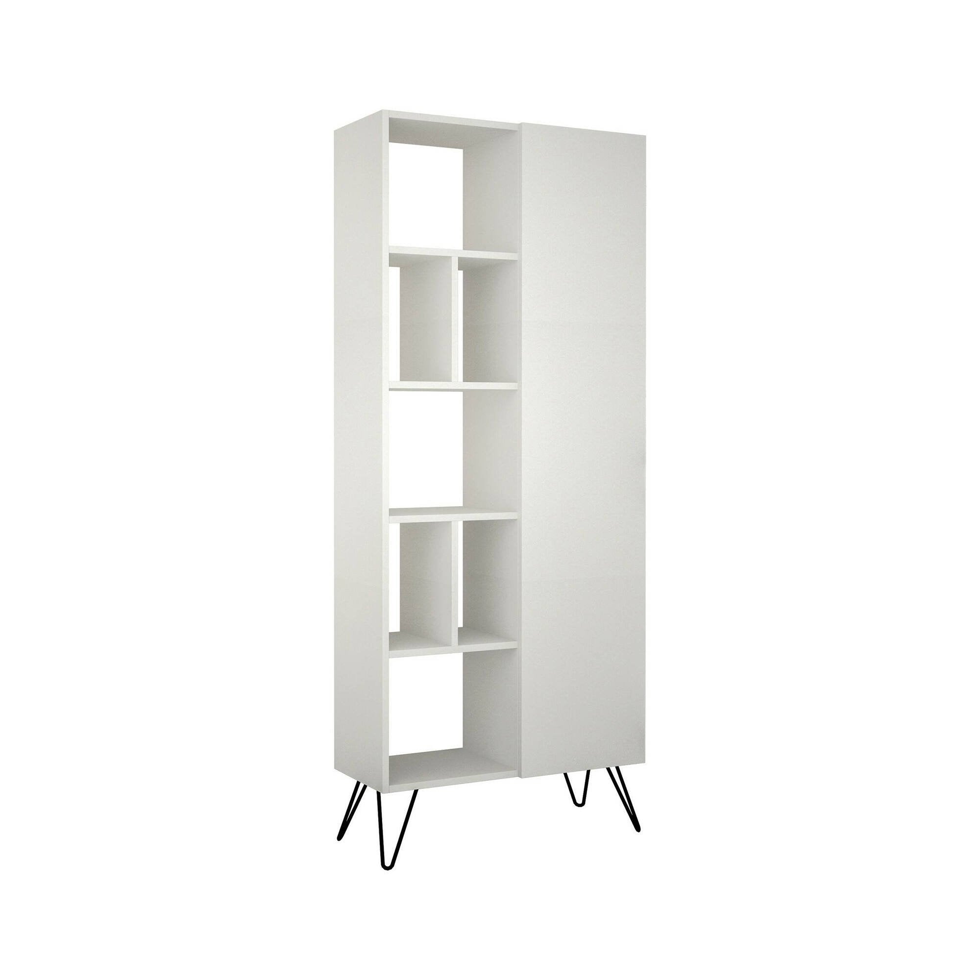 Libreria Lince, Scaffale da ufficio, Mobile portalibri, Biblioteca, 79x32 h190 cm, Bianco