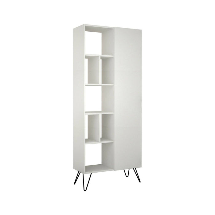 Libreria Lince, Scaffale da ufficio, Mobile portalibri, Biblioteca, 79x32 h190 cm, Bianco