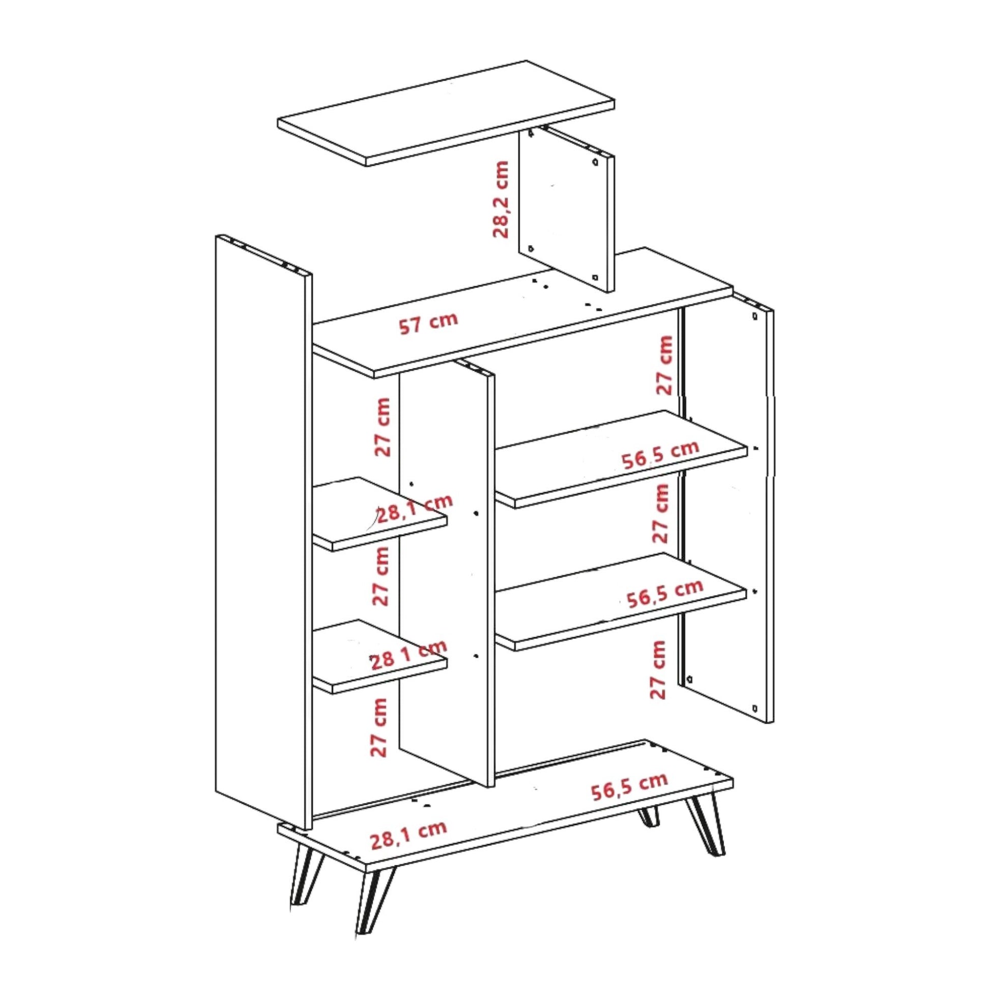 Biblioteca Agni, Libreria 5 Ripiani, 90x32x132h cm Marrone Noce
