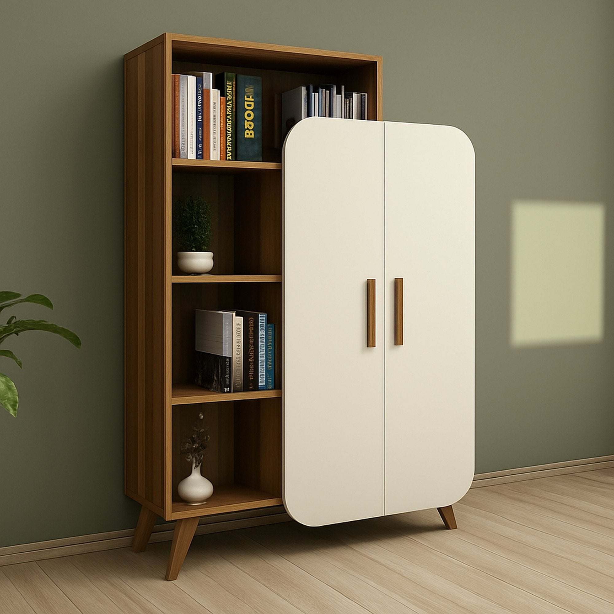 Biblioteca Agni, Libreria 5 Ripiani, 90x32x132h cm Marrone Noce