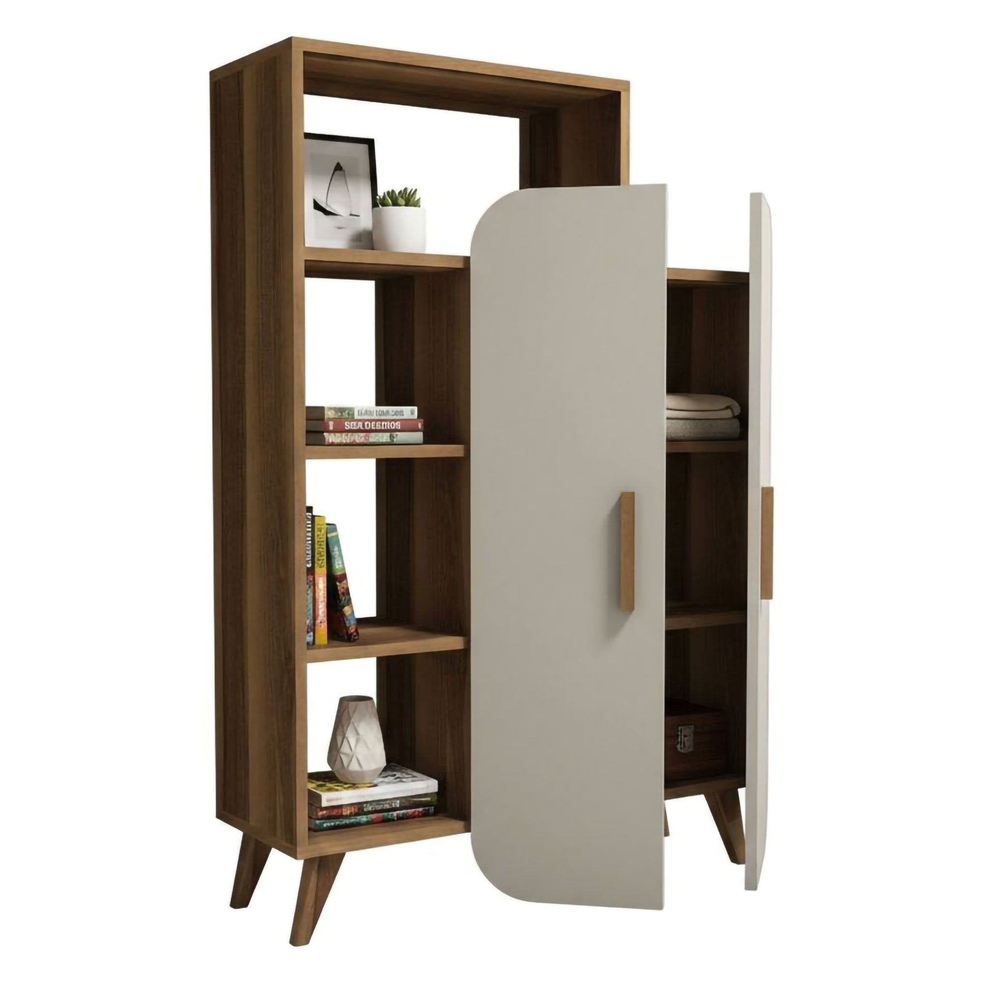 Biblioteca Agni, Libreria 5 Ripiani, 90x32x132h cm Marrone Noce