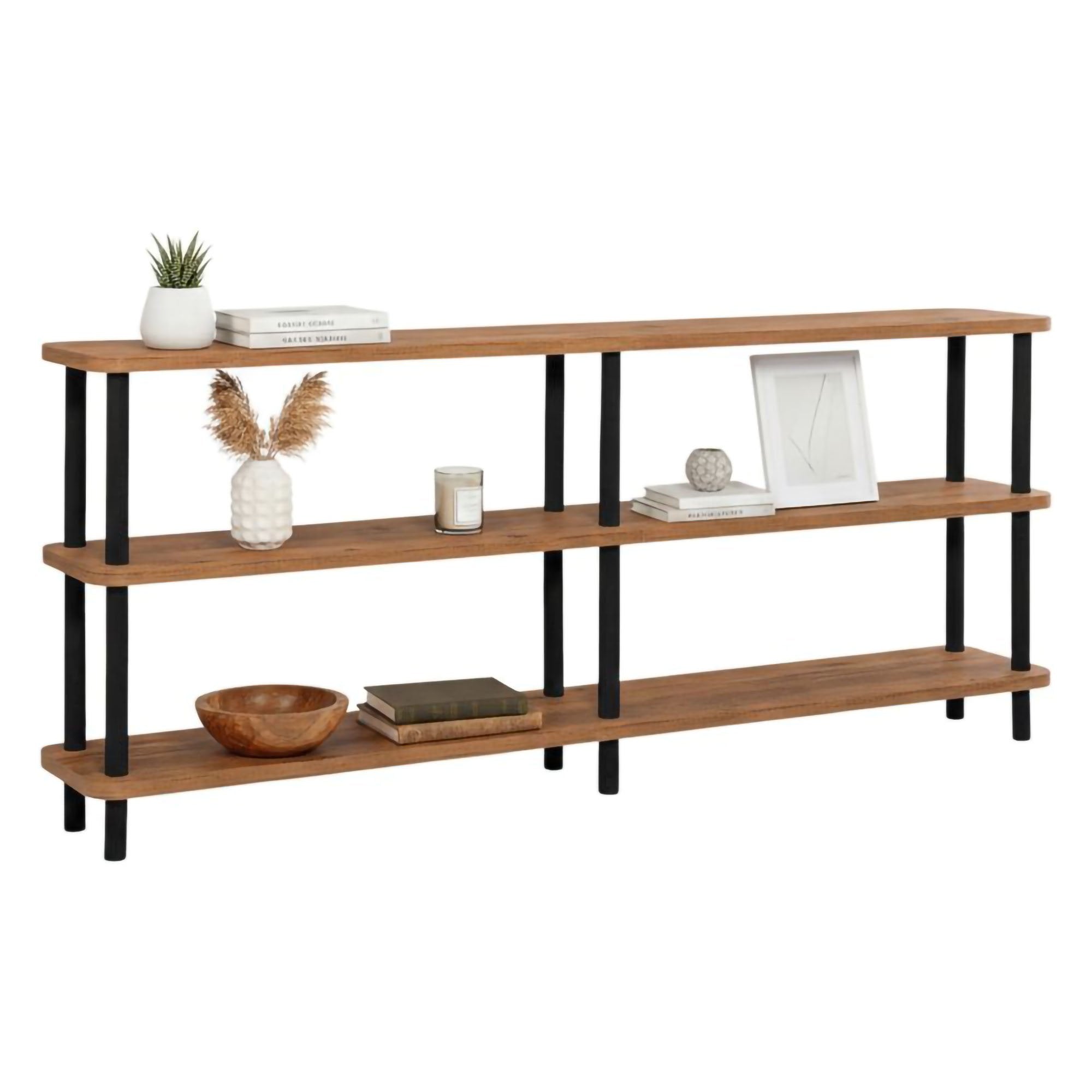 Biblioteca Thuja, Libreria 3 Ripiani, 180x35x75h cm Nero