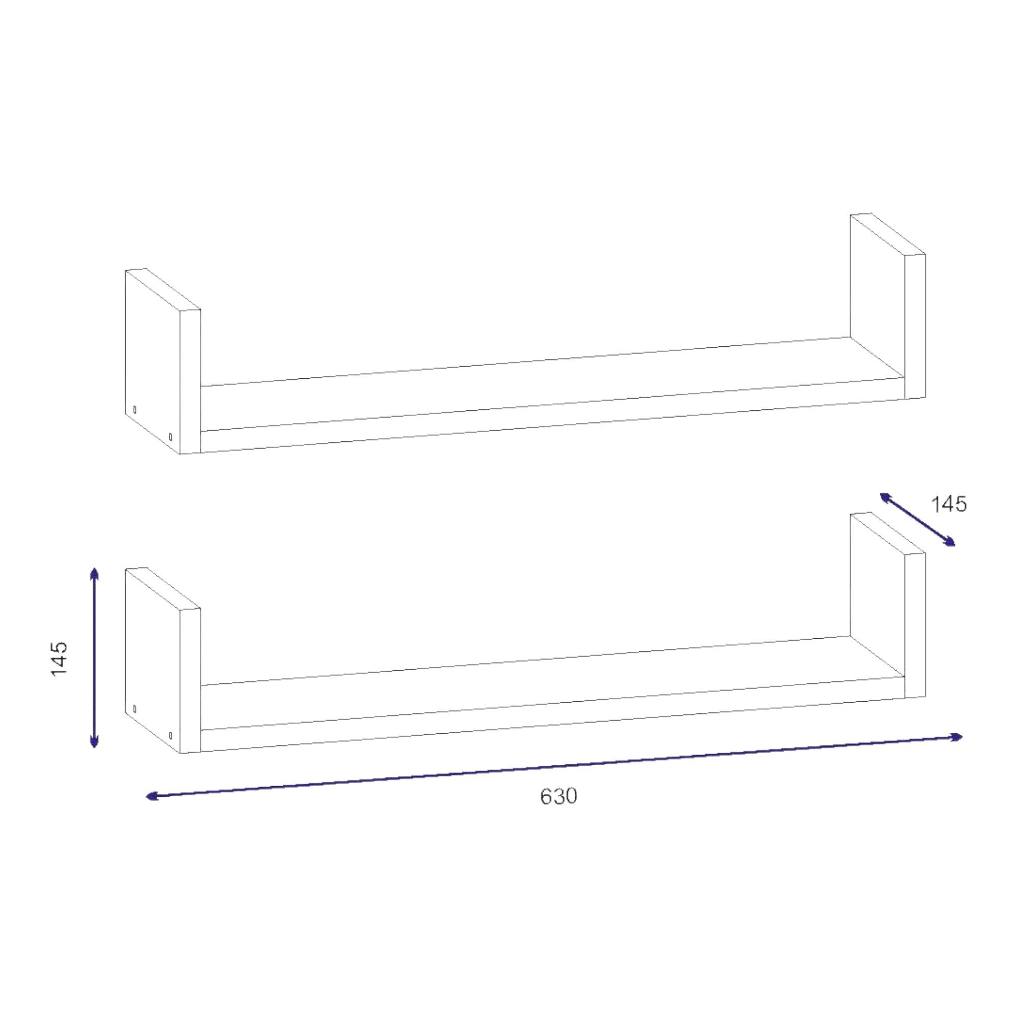 Mensola Sud, Scaffale, Ripiano a muro, Scaffalatura multiuso, 63x15 h15 cm, Bianco