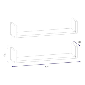 Mensola Sud, Scaffale, Ripiano a muro, Scaffalatura multiuso, 63x15 h15 cm, Bianco