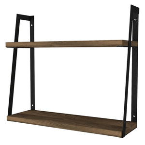 Mensola Skjaldmaer, Scaffale, Ripiano a muro, Scaffalatura multiuso, 45x15 h40 cm, Noce e Nero