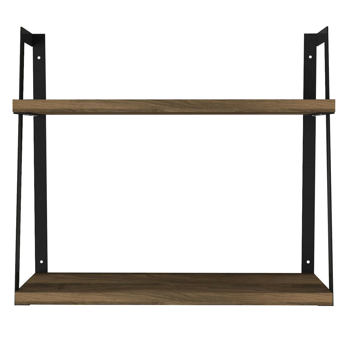 Mensola Skjaldmaer, Scaffale, Ripiano a muro, Scaffalatura multiuso, 45x15 h40 cm, Noce e Nero