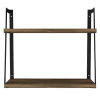 Mensola Skjaldmaer, Scaffale, Ripiano a muro, Scaffalatura multiuso, 45x15 h40 cm, Noce e Nero