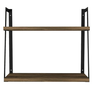 Mensola Skjaldmaer, Scaffale, Ripiano a muro, Scaffalatura multiuso, 45x15 h40 cm, Noce e Nero