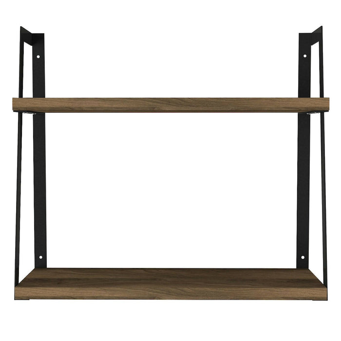 Mensola Skjaldmaer, Scaffale, Ripiano a muro, Scaffalatura multiuso, 45x15 h40 cm, Noce e Nero