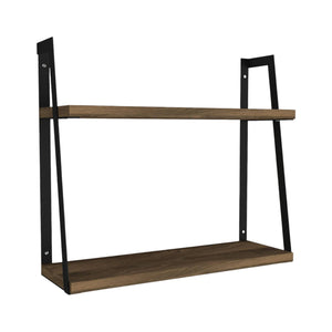 Mensola Skjaldmaer, Scaffale, Ripiano a muro, Scaffalatura multiuso, 45x15 h40 cm, Noce e Nero