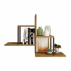 Mensola Flavien, Scaffale, Ripiano a muro, Scaffalatura multiuso, 89x22 h62 cm, Quercia