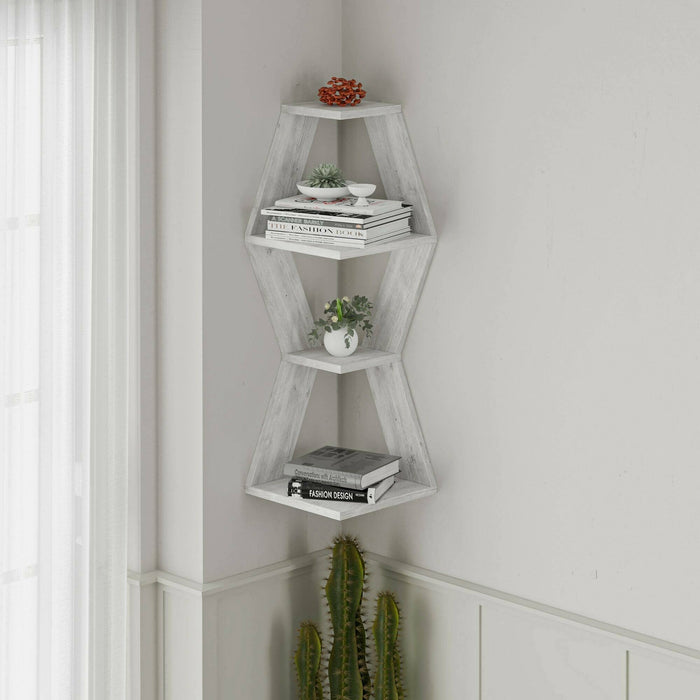 Mensola Iopa, Scaffale, Ripiano a muro, Scaffalatura multiuso, 30x30 h86 cm, Bianco